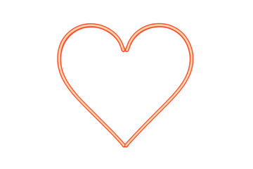 Heart neon sign glowing red, symbolizing love, passion, romance, and digital design with transparent background