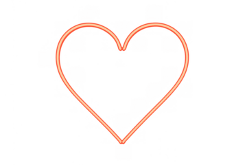 Heart neon sign glowing red, symbolizing love, passion, romance, and digital design with transparent background