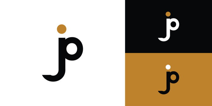 Modern and Unique letter Jp initials logo design