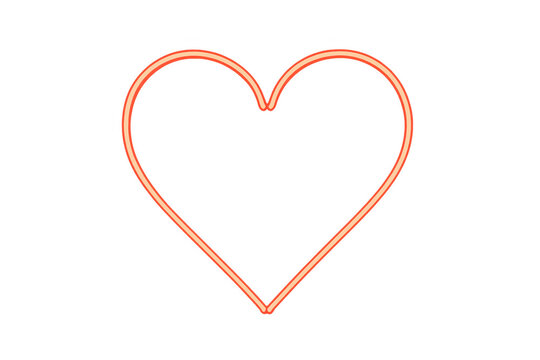 Heart neon sign glowing red, symbolizing love, passion, romance, and digital design with transparent background