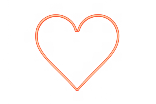 Heart neon sign glowing red, symbolizing love, passion, romance, and digital design with transparent background