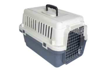 Plastic pet carrier with ventilation grate and handle for safe travel