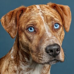 Portrait of a dog with blue eyes