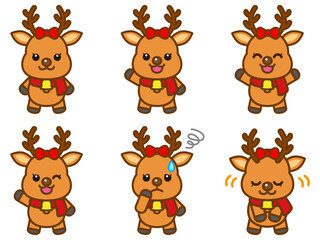 	かわいいトナカイのイラスト素材セット2