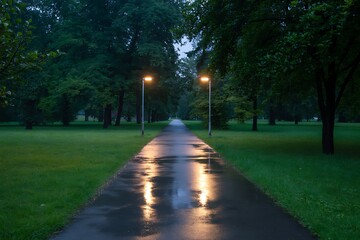 Obraz premium Park path at night