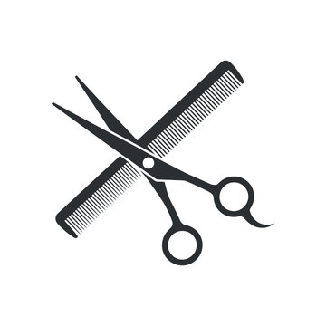 Scissors and Comb on Transparent, Barber Shop Symbol