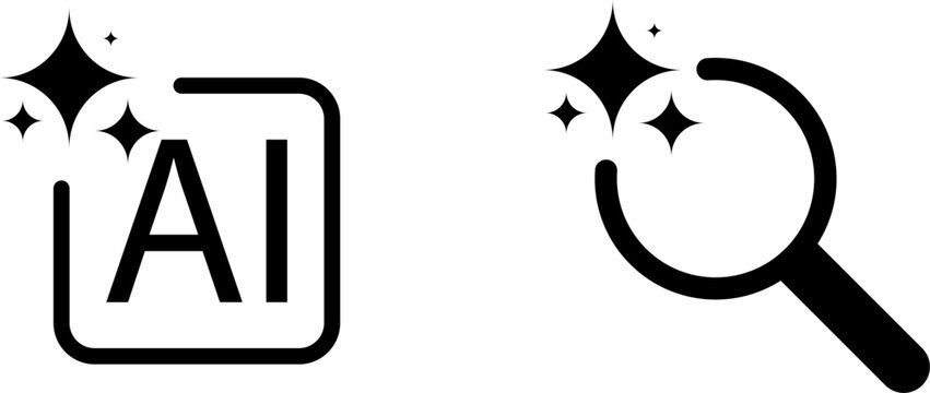 Clean ai and search icons with sparkles