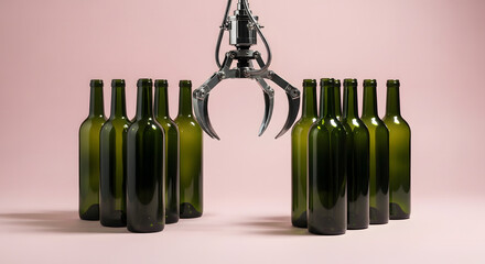 Robotic Claw Gripping Green Glass Bottles whisk graphic