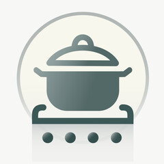 Metal cooking pot on kitchen stove.