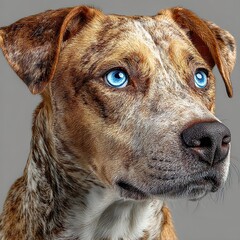 Portrait of a dog with blue eyes