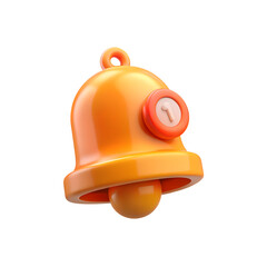 Orange 3D notification bell icon with a red circle and number one on its surface digital communication alert symbol render