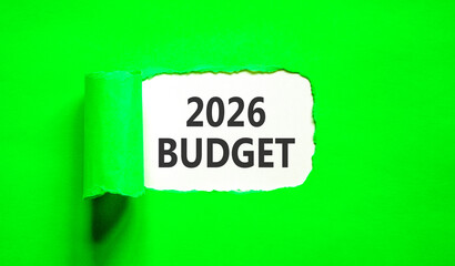 2026 Budget symbol. Concept words 2026 Budget on beautiful white paper. Beautiful green paper background. Business and 2026 budget concept. Copy space.