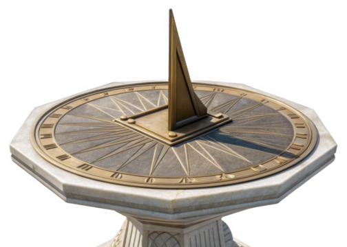 Sundial isolated on a transparent background.