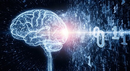 Unlock your potential with this brain data flow, a stunning digital mind concept for innovation and tech