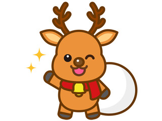 プレゼントを持ったかわいいトナカイのイラスト素材3