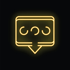 Neon yellow speech bubble showing loading status with rotating circles animation