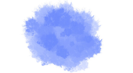 Soft watercolor splash isolated on transparent background, featuring delicate blue hues and a gentle, diffused texture for a calming and artistic effect