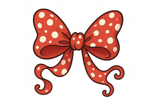 Cheerful red polka dot ribbon bow knot decoration for gifts, celebrations and seasonal holidays, transparent background - Powered by Adobe