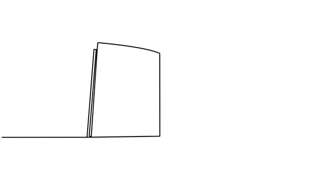 Open book continuous line drawn animation. Education concept animated video.