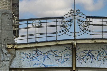 Fototapeta premium iron detail of Art Nouveau facade in Antwerp 