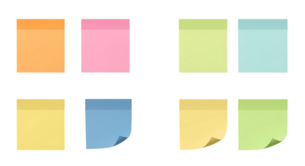 Colorful sticky notes variety collection for reminders office and planning concept