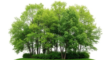 Fototapeta premium Lush green tree canopy full of leaves against a white backdrop