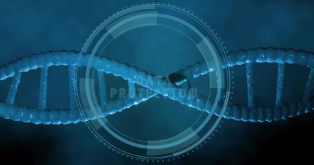 Opening scene showing glowing double helix rotating with growing HUD rings boosting data protection - Powered by Adobe