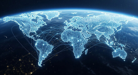 Illustration of global network connection and data connections concept over the planet earth