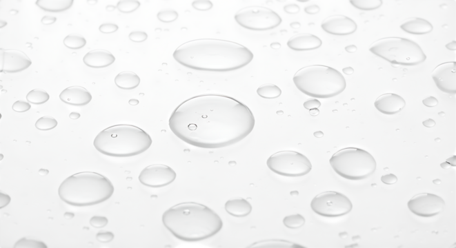 Water Droplets on a White Surface Showing Cleanliness and Purity