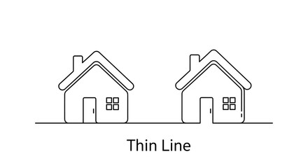 A minimalist vector graphic showcasing a set of simple house icons, ideal for websites and apps, representing real estate and main page navigation. The icons are presented in various styles including
