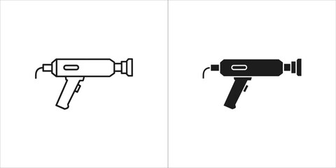 Heat gun icon in black and white, tool for applying heat