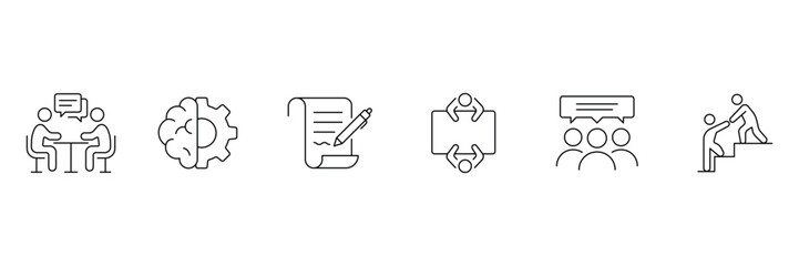 Partnership line icon set. Collaboration line icon set. Containing business, collaboration, teamwork, Management, investors, partners and more. Vector illustration.