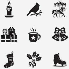 Christmas decoration element silhouette collection