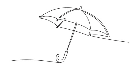 Elegant continuous one line drawing of an umbrella with handle and shadow illustration vector