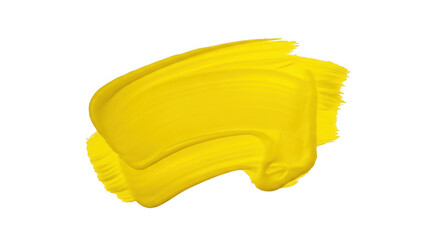 Yellow paint smear artistic abstract brush stroke textured isolated