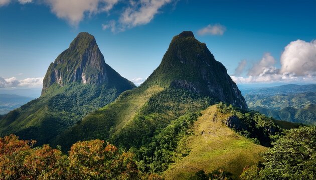 Two Huge Mountain Peaks Known As Las Tetas De Cayey Puerto Rico Landscape