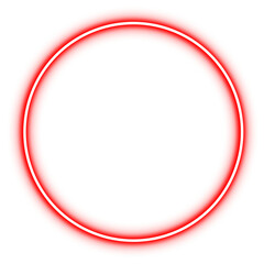 Glowing red neon light circle on a transparent background. Futuristic neon light circle, glow sparkle effect, glowing line element, blur light circle frame.