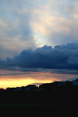 View of beautiful colorful sunset sky.