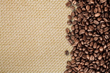 Coffee tasty aroma roasted beans as background,