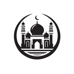 black and white mosque logo vector