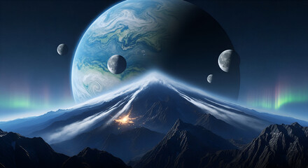 the moon over the planet