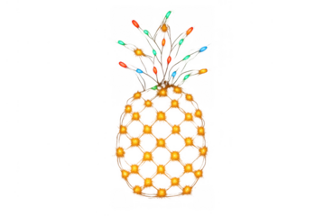 Pineapple shape created with glowing string lights, festive tropical fruit decoration for summer holidays and parties