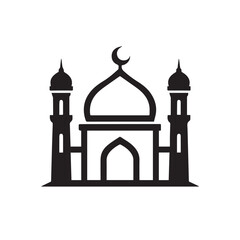 black and white mosque logo vector
