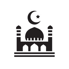 black and white mosque logo vector
