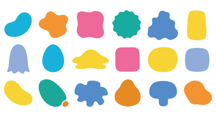 Set of fluid organic shapes with wavy curves and soft oval patterns ideal for abstract backgrounds and frames