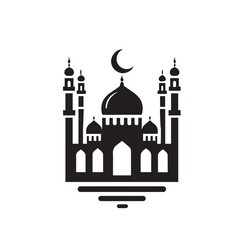 black and white mosque logo vector