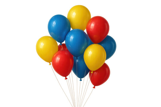 Colorful balloons floating, symbolizing celebration, party, happiness, and joy, isolated on transparent background