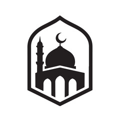 black and white mosque logo vector