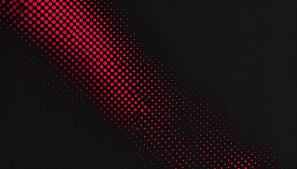 Fondo negro con patrón de puntos rojos halftone abstracto degradado radial moderno
