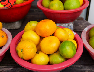 Korean tangerines or Gyul sold in Jeju Island.